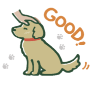 「GOOD」トレーニング中の犬のイラスト