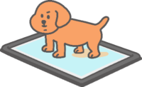 トイレトレーニング中の犬のイラスト