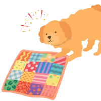 布でできて犬の語感が刺激されるノーズワークのイメージイラスト