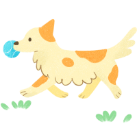 ボール遊びでストレス解消をする犬のイメージイラスト