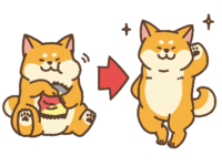 肥満からダイエットをして痩せた犬のイメージイラスト