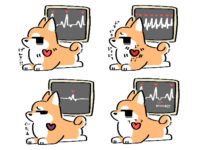 心電図検査を受ける犬のイメージイラスト