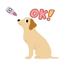 上手に目薬はさせましたか？犬のOKイラスト