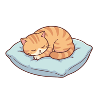 心臓病などの影響で寝てばかりいる猫のイラスト